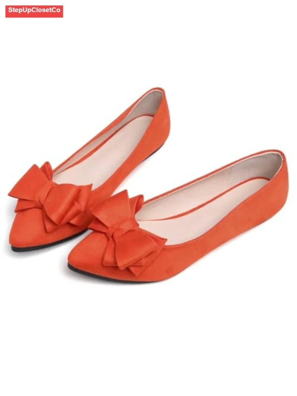 Satin Ballet Flats with Bowknot, Pointed Toe, Low Heel, Slip Resistant